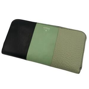 Fossil Tri-Color Blue Mint Green Full Zip Wallet